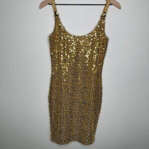 Jeanette For St. Martin RARE VINTAGE Gold Sequin Mini Dress / Size S